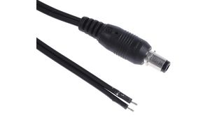 DC-strömkontakt med kabel, Kontakt, Rak, 2.5x5.5x9mm